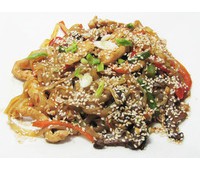 Лапша рисовая с курицей и грибами шитаки 350 г.